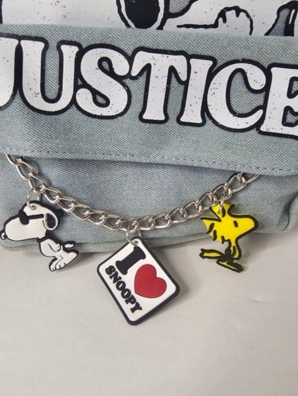 Peanuts Snoopy Woodstock Vintage Justice Denim Charm Mini Backpack